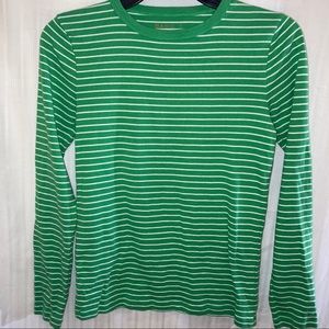 Joe Fresh basic T green w/ white stripes Small